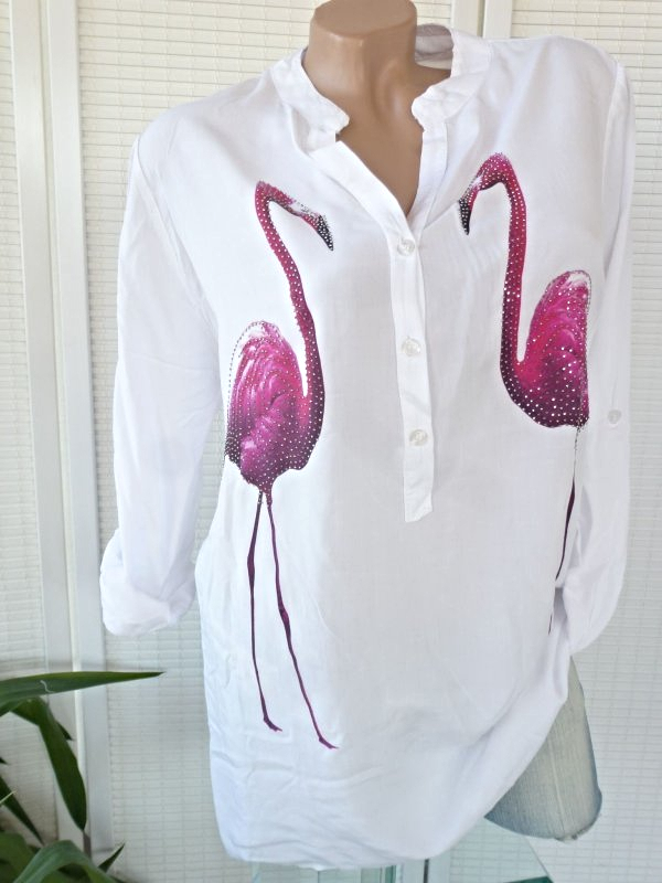 38 40 42 Bluse  Hemd  2 Große  Flamingo  glitzer süss