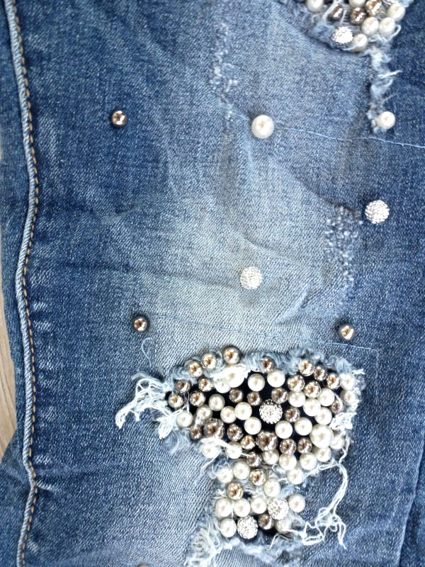 coole angesagte Jeans mit Perlen destroyed neue Kollektion xs - Xl