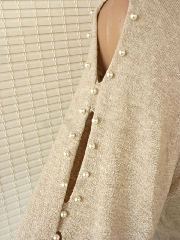36/ 38 38/ 40 toller Pullover offener Arm mit Perlen weich sehr edel viele Farben