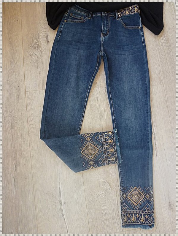 Coole Hose Jeans Ethno Stickerei schöne Waschung neue kollektion s - xxl