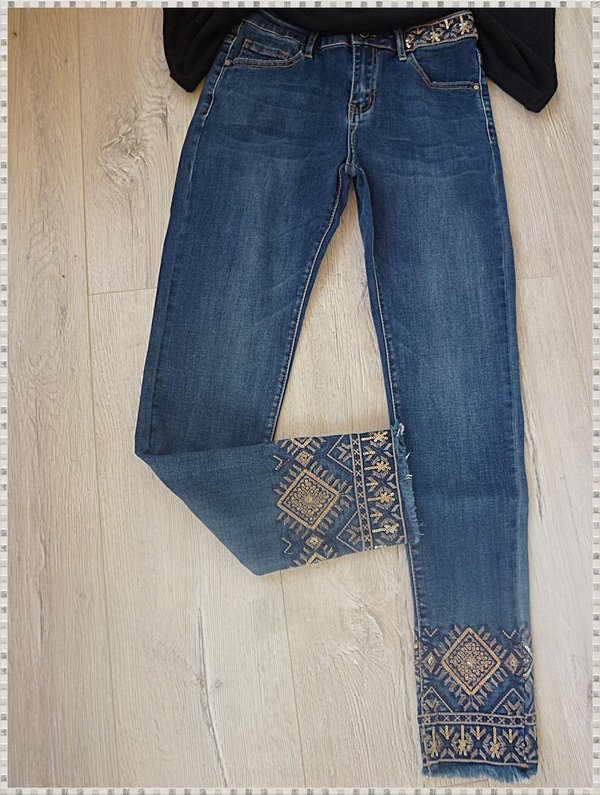 Coole Hose Jeans Ethno Stickerei schöne Waschung neue kollektion s - xxl