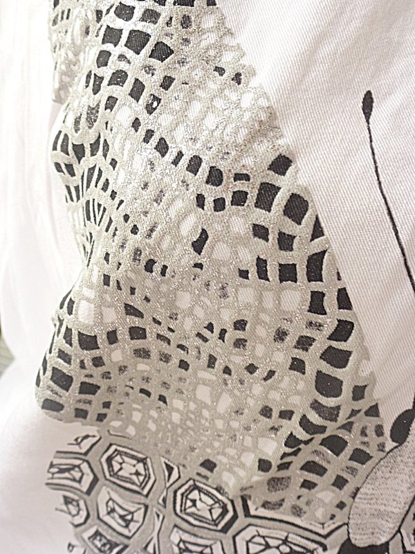 38 40 42 oversize Pullover Shirt mit Schmetterling Print silber glitzer