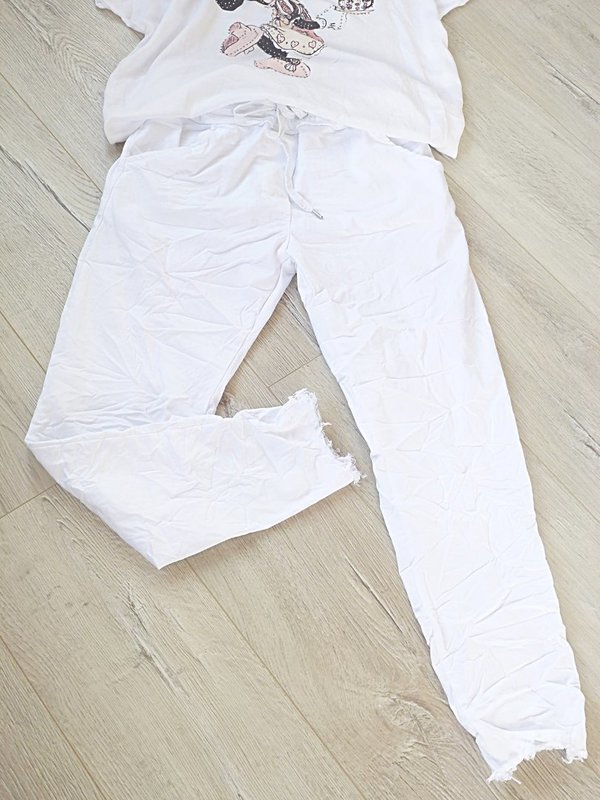 36 38 40 Joggpant Hose Chino unten destroyed weiss
