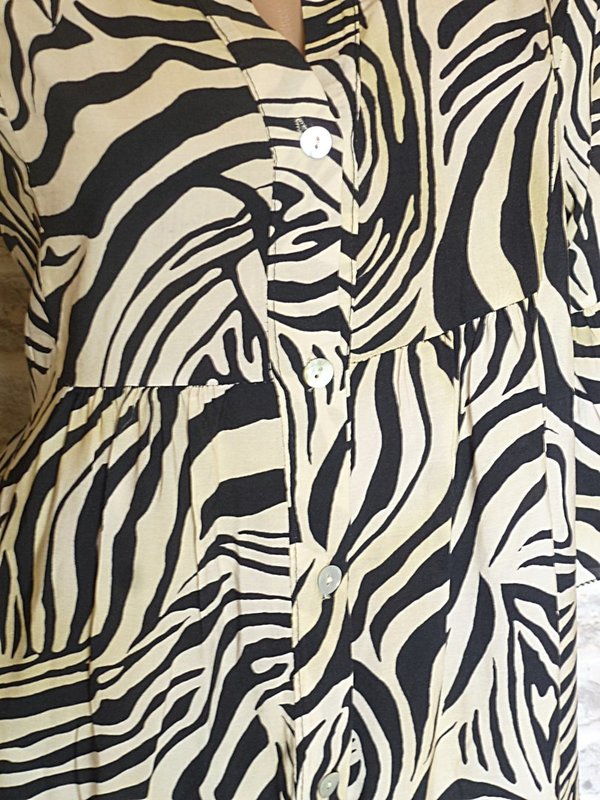 38 40 42 schöne long Tunika Kleid ANIMAL Zebra ? Muster