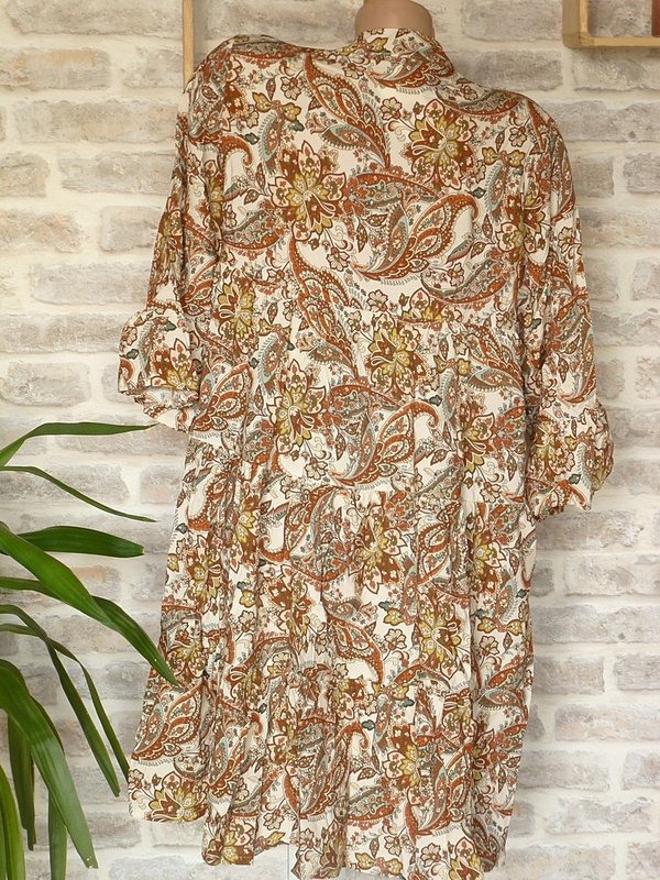 36 38 40 schöne  oversize long Tunika Kleid Paisley Muster Hängerchen