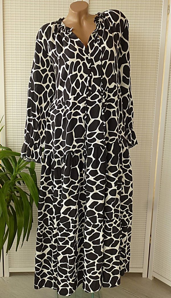 38 40 40/42 schönes Maxikleid Kleid Giraffe animal Ausschnitt zum binden