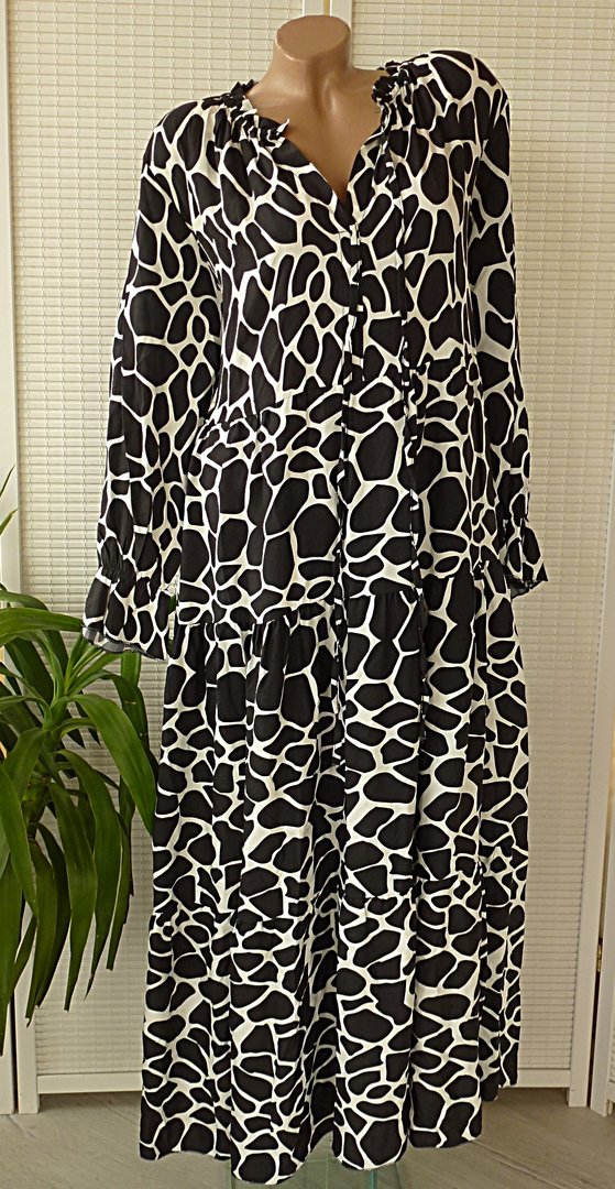 38 40 40/42 schönes Maxikleid Kleid Giraffe animal Ausschnitt zum binden