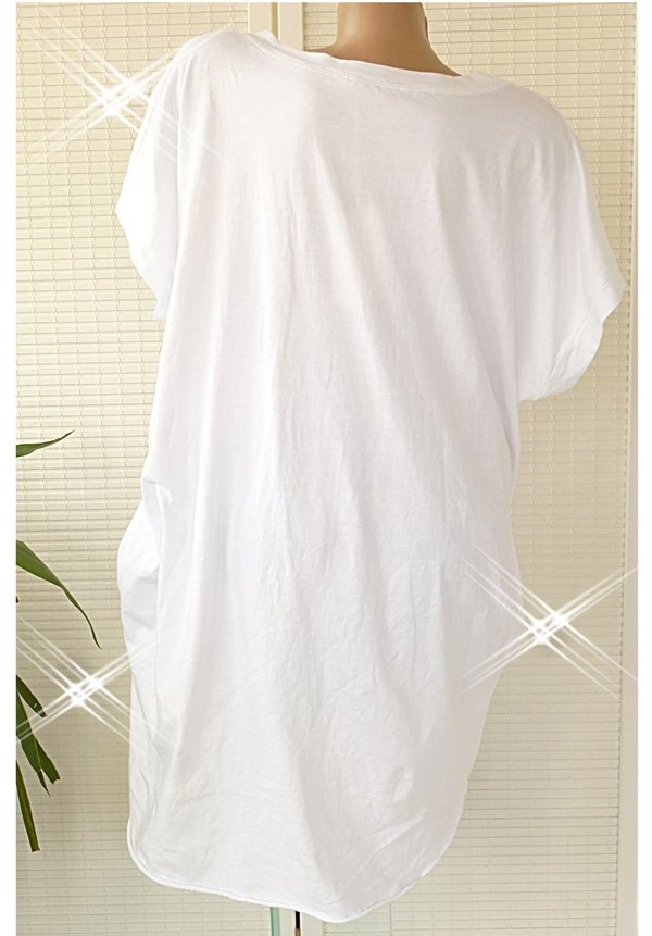 38 40 42 44 46 oversize long Shirt Style seitlich Taschen Vokuhila
