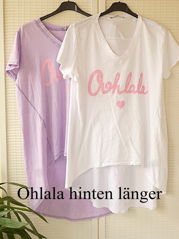 38 40 42 long Shirt OOhlala Print Vokuhila Baumwolle hinten länger