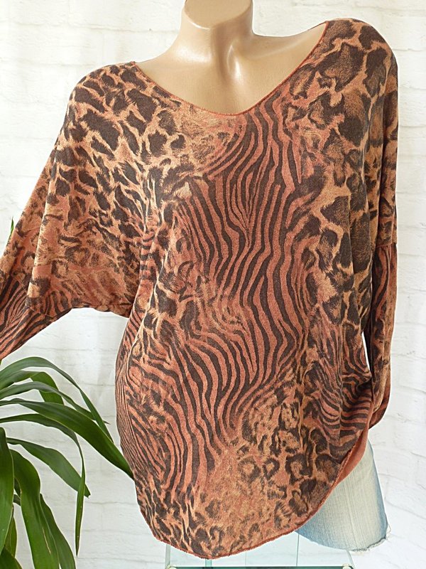 40 42 Feinstrick Shirt Pullover Leo Zebra Muster neue Kollektion