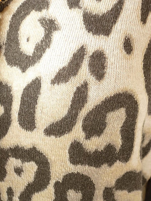 40 42 44 46 Strick Kleid long Pullover Strickkleid leo animal print