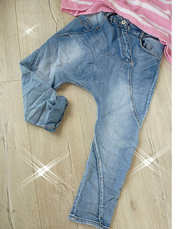 S M L XL Mega baggy Boyfriend Jeans tiefer Schnitt schwarz oder jeansblau