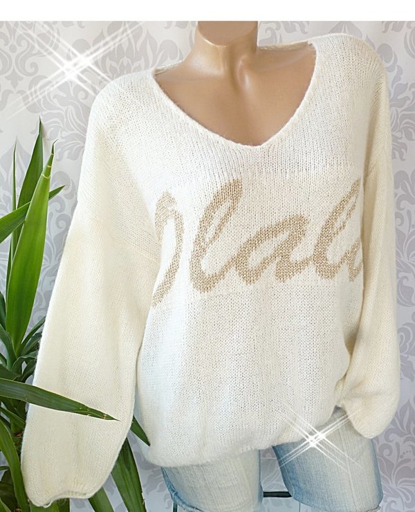 36 38 40 Pullover Strickpullover Oohlala Olala gold lurex