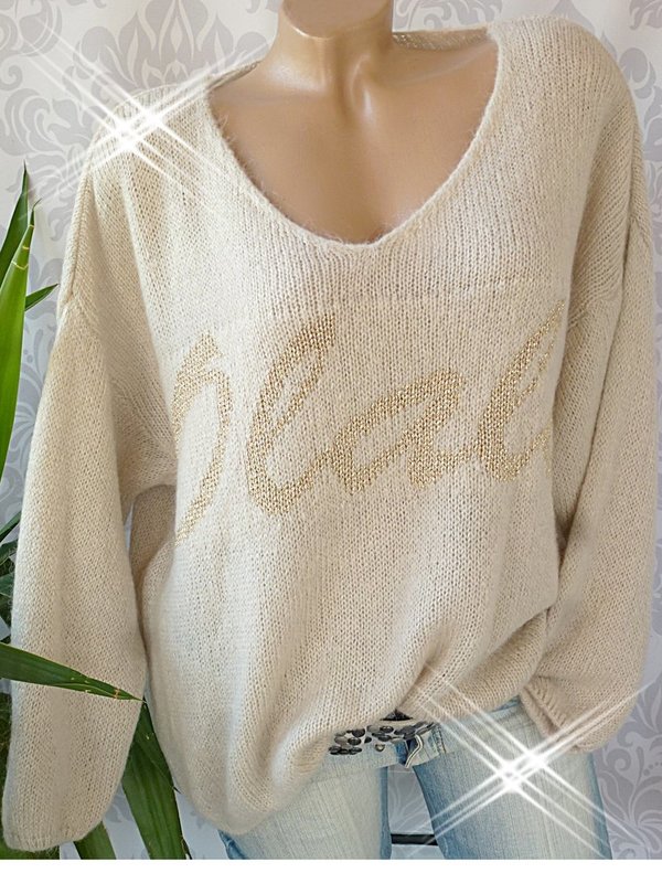 36 38 40 Pullover Strickpullover Oohlala Olala gold lurex