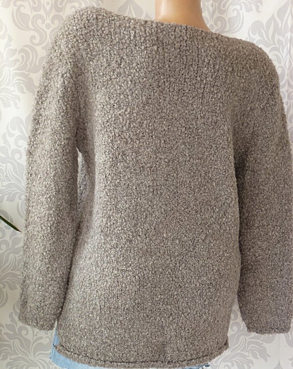 36 38 Strickpullover Pullover V Neck Plüsch Pulli warm Vintage schwarz