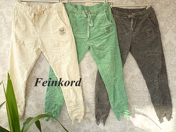 34 36 38  Joggpant Hose Chino Jogpant Kord Cord Feinkord destroyed ausgefranst
