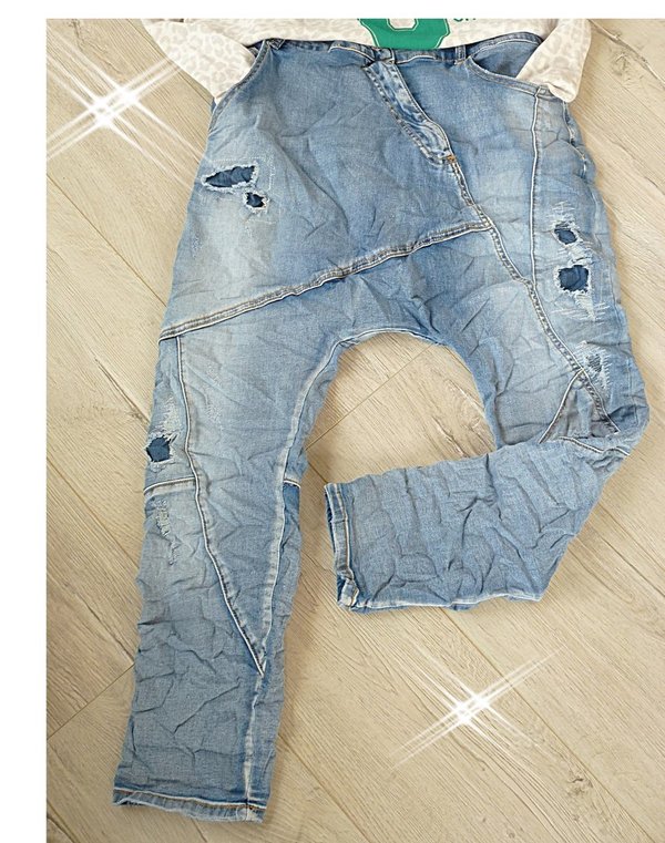 XS S M L XL Mega baggy Boyfriend Jeans tiefer Schnitt destroyed