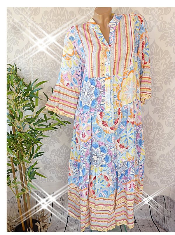 38 40 42 schönes oversize Maxikleid Kleid Muster HIPPIE Ibiza