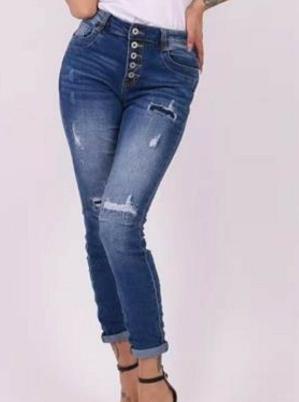 XS S M L XL schöne Jeans destroyed unterlegt Knöpfe neue Kollektion