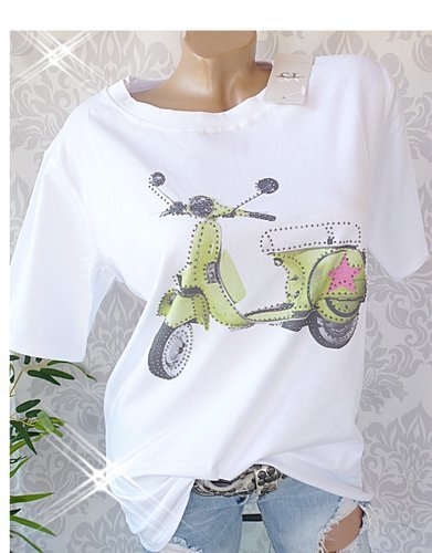 38 40 Shirt mit Print Baumwolle Motiv  Roller glitzer
