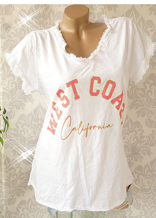 36 38 40 schönes Shirt V- Neck ausgefranst west coast