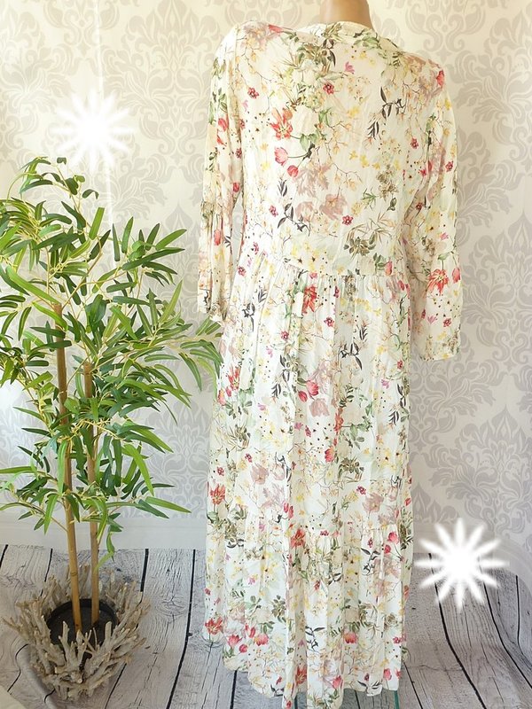 36 38 40 42 schönes oversize Maxikleid Kleid Ibiza Blumen millefleur