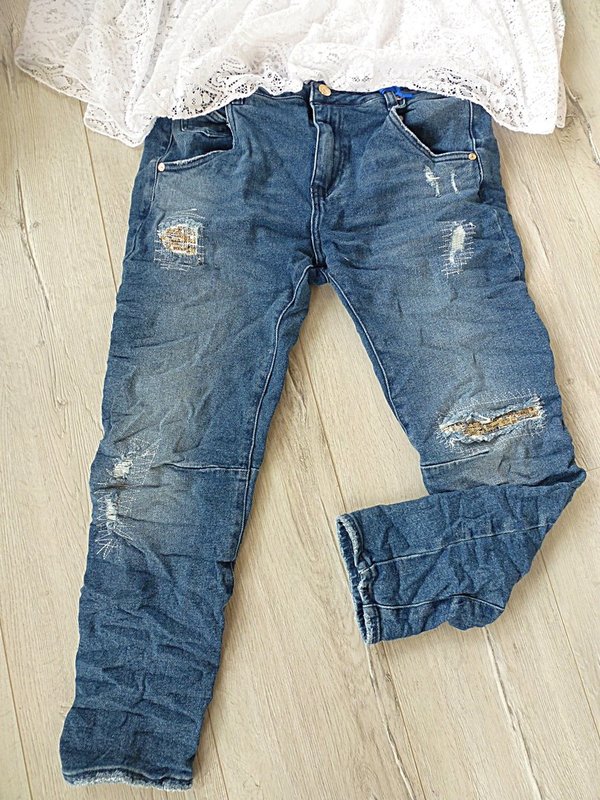 36 38 40 42 44  schöne Jeans destroyed unterlegt Pailletten neue Kollektion