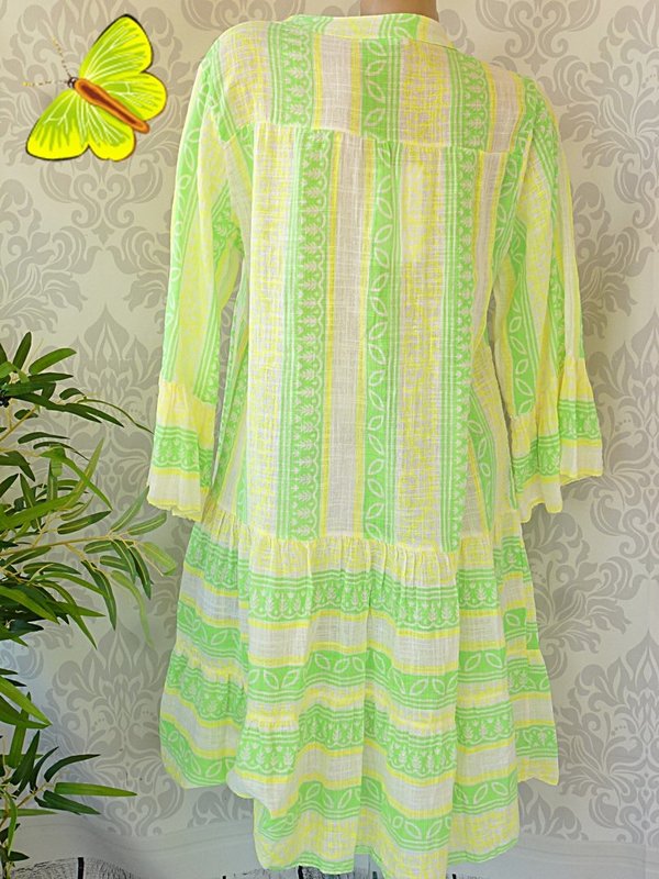 38 40 42 schönes oversize Tunika Kleid Baumwolle Neon gelb grün
