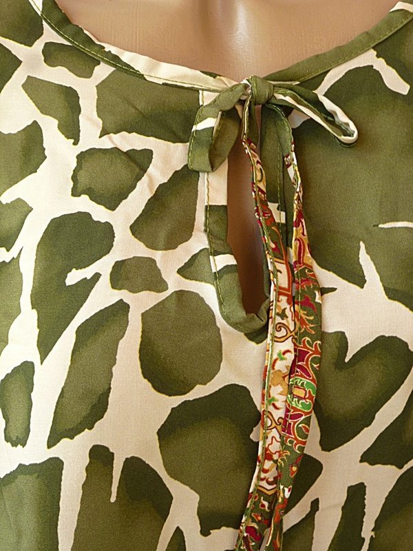 38 40 42 44 46 48 oversize Bluse Tunika Giraffe V Neck zum binden
