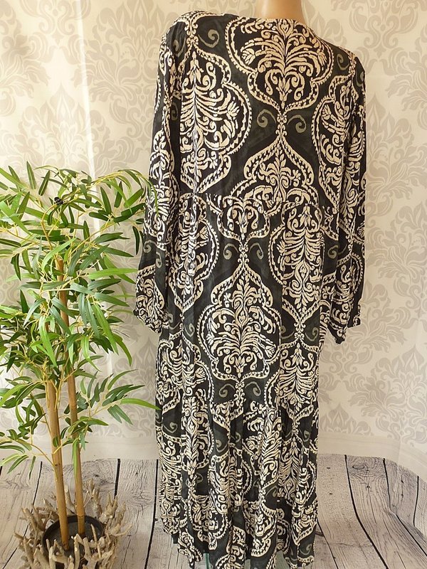 38 40 42 44 oversize Hängerchen Maxikleid Kleid mit Muster Ausschnitt binden FARBAUSWAHL