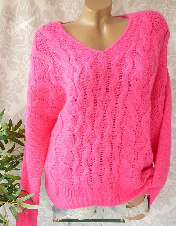 38 40 42 44 Pullover Strickpullover warm grobstrick oversize Farbauswahl