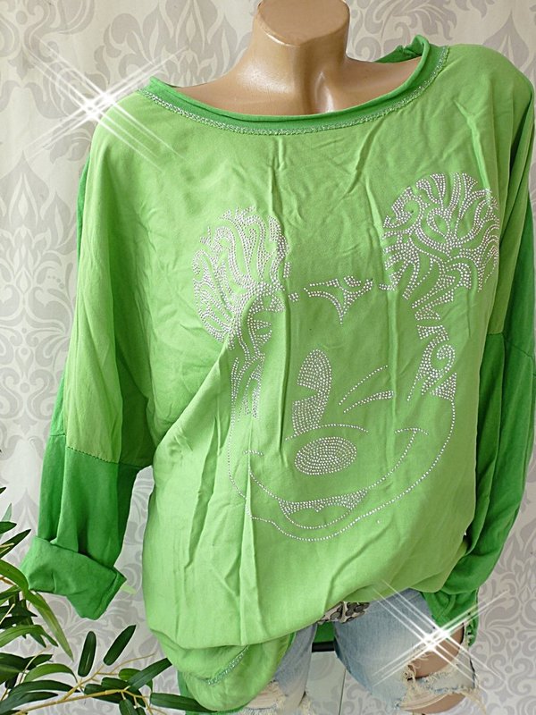 42 44 46 oversize Bluse Shirt glitzer comic Italy
